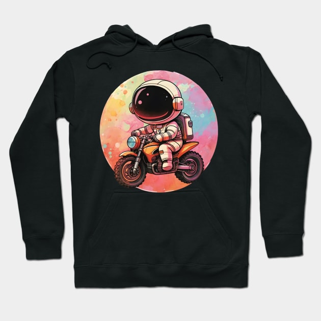 Cute Astronaut Riding Motorbike Design Hoodie by TF Brands